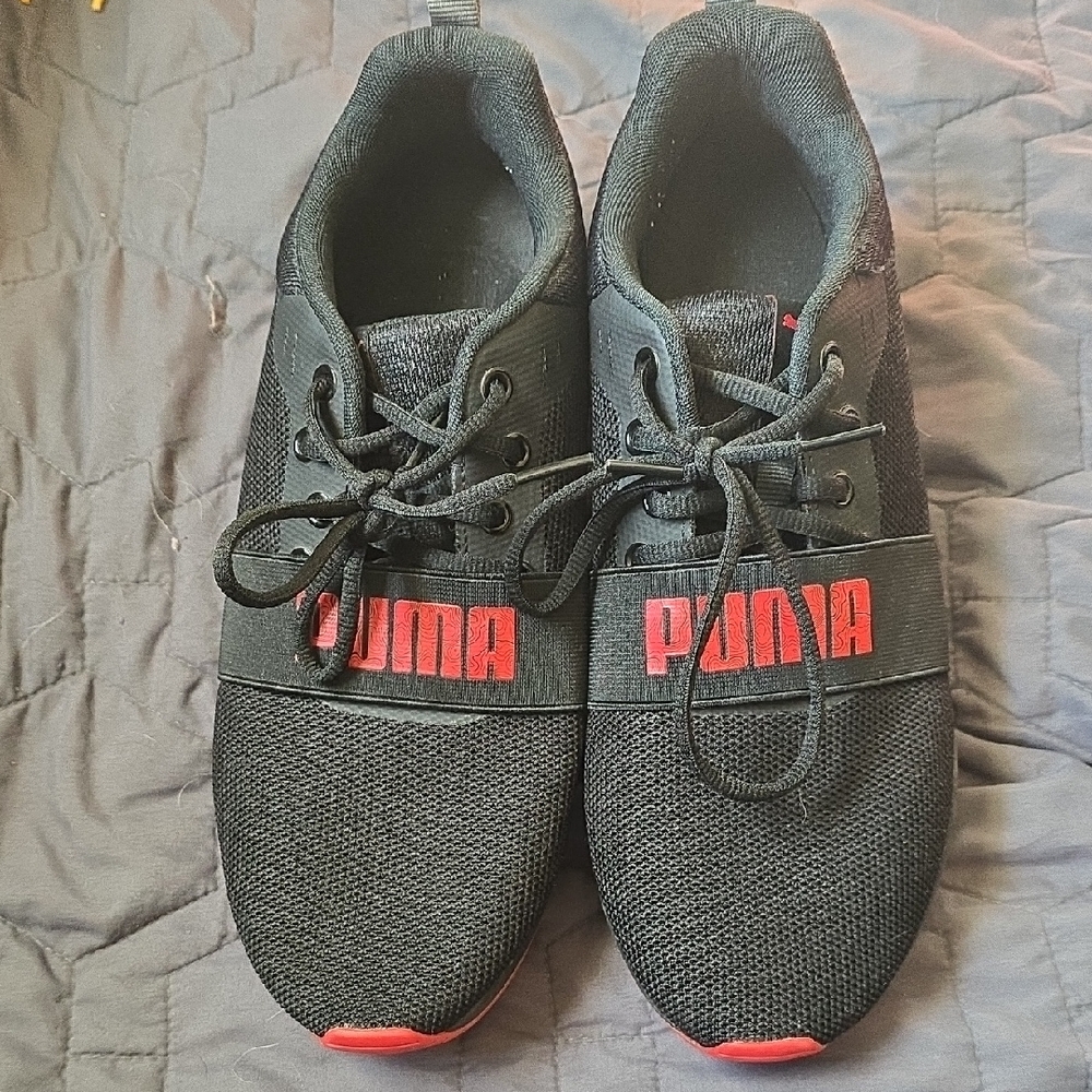 Puma Black Sneakers with Red Highlights